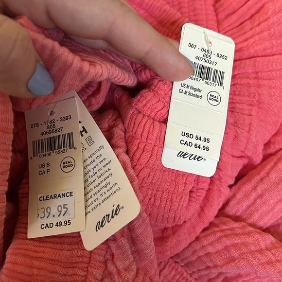 Aerie Pool To Party Set - flutter sleeve top and cargo pants in coral SM AND MED - Picture 3 of 3